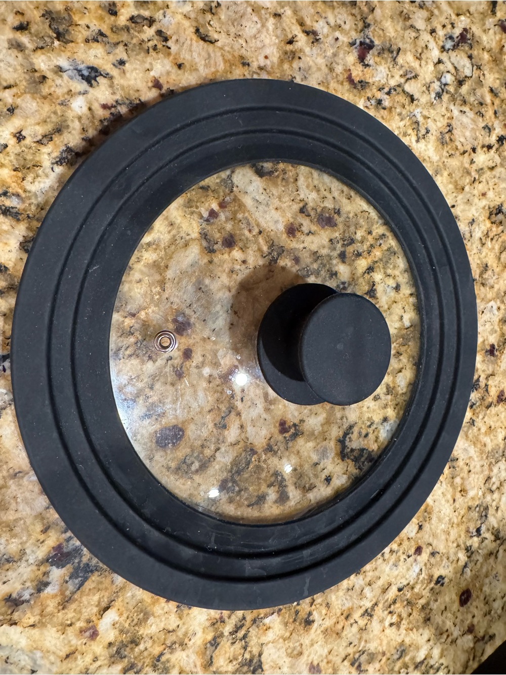 Universal Black Silicone Rim Tempered Glass Vented Lid Fits Multi Size Pots